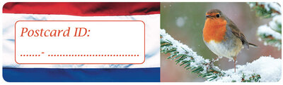 Postcard ID stickers - 6x Nederlandse vlag en roodborstje